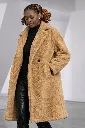 Camel Women’s Faux Shearling Teddy Coat — Oversize Winter Wool Overcoat