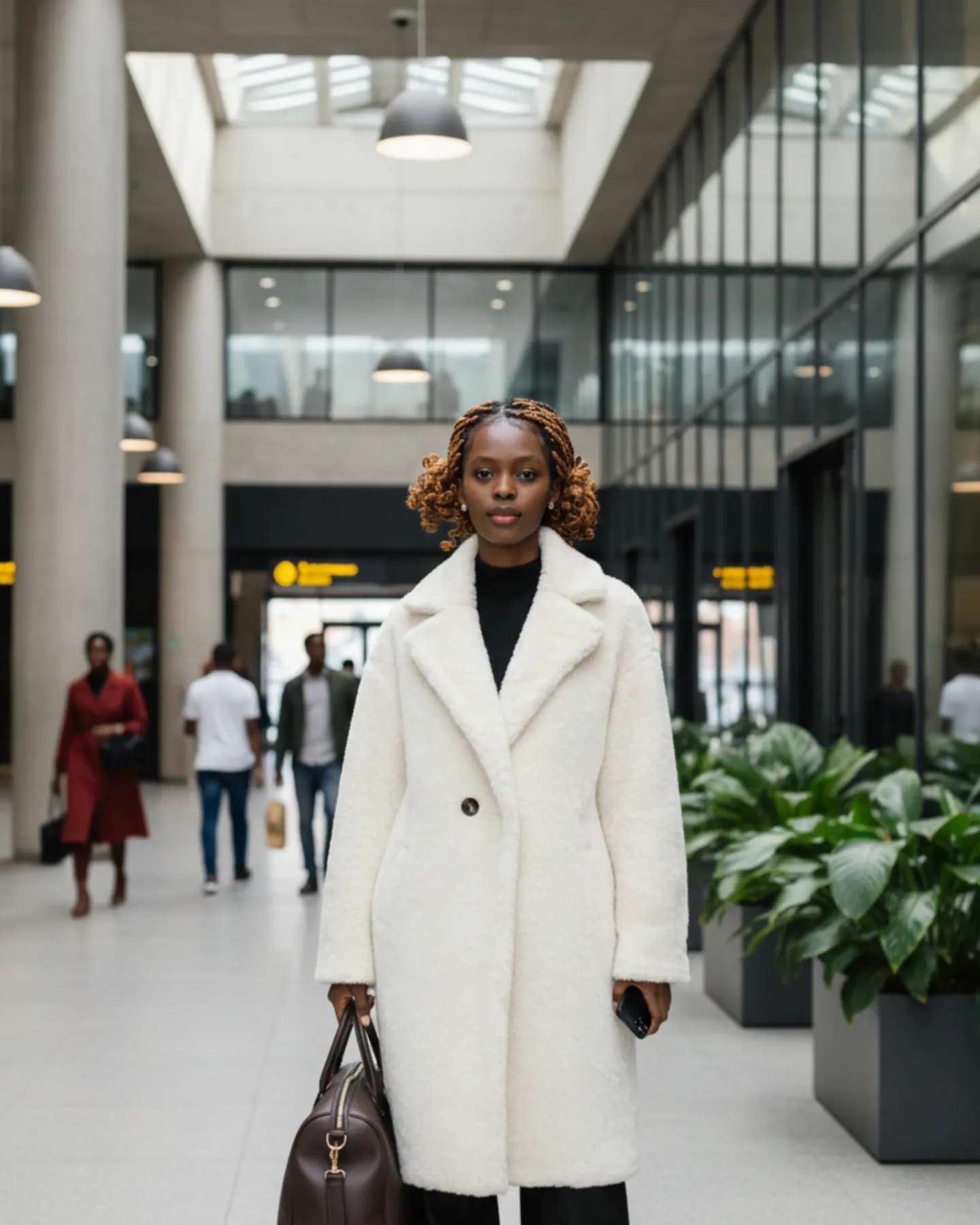 White Women’s Faux Shearling Teddy Coat — Oversize Winter Wool Overcoat (S)